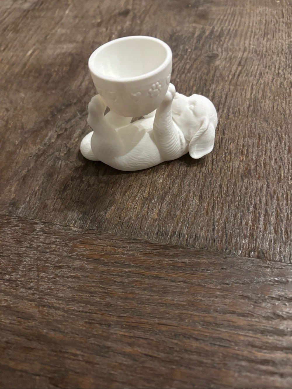 White dog Figurine Egg Cup Holder or play toy for girls